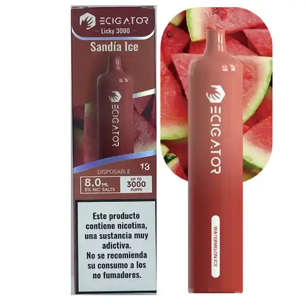 Ecigator Vapeador Sandía Ice 3000 Puffs 5%