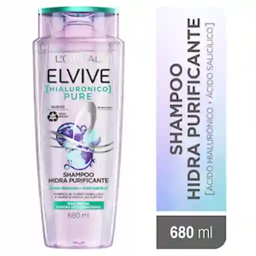 Elvive Shampoo Pure Con Ácido Hialurónico Con 100%