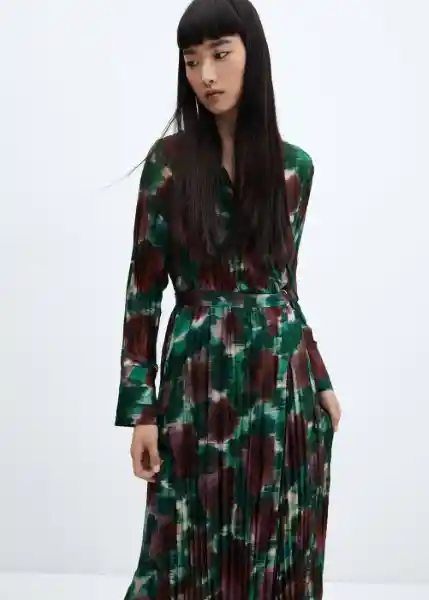 Vestido Nogal Verde Talla L Mujer Mango