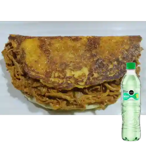 Cachapa Carne Desmechada +Agua Brisa C/Gas Lima Limón 600ml