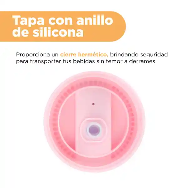 Vaso Pitillo de Plástico Con Tapa Removible y Correa Rosa Miniso