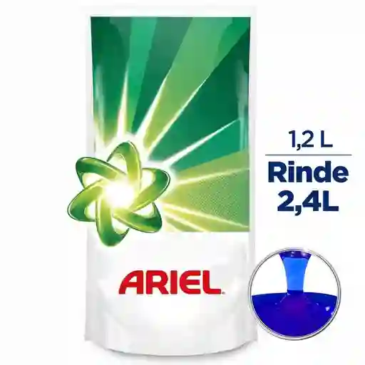 Ariel Doble Poder Detergente Líquido Concentrado Para Lavar Ropa Blanca y de Color 1,2L