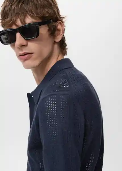 Camisa Azafran-H Navy Talla M Hombre Mango