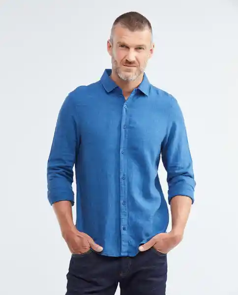 Spread Neck Shirt M/l Azul Dark Ultraoscuro Talla S Hombre Chevignon