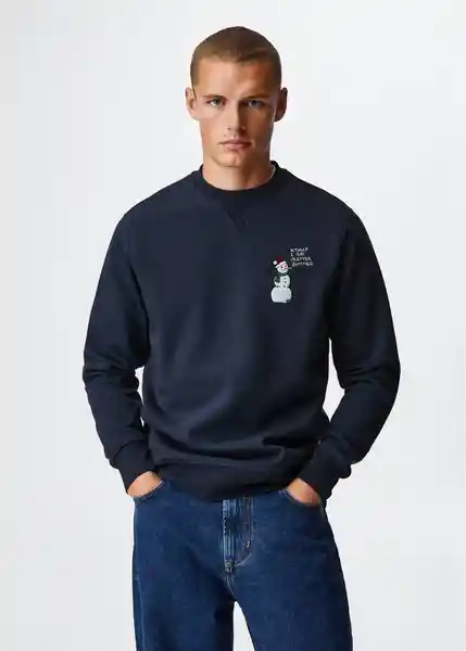 Sudadera Xmasfc Navy Talla L Hombre Mango