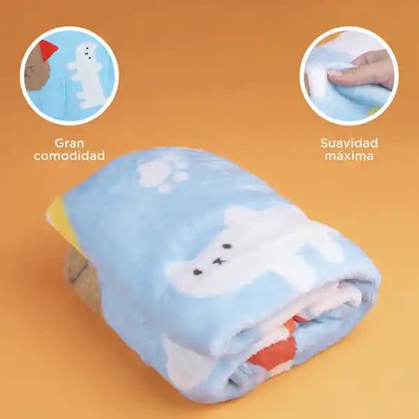 Manta Con Diseño de Perritos Azul Miniso