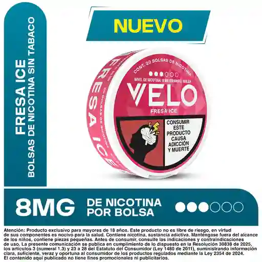 VELO Bolsas de Nicotina Fresa Ice 8MG