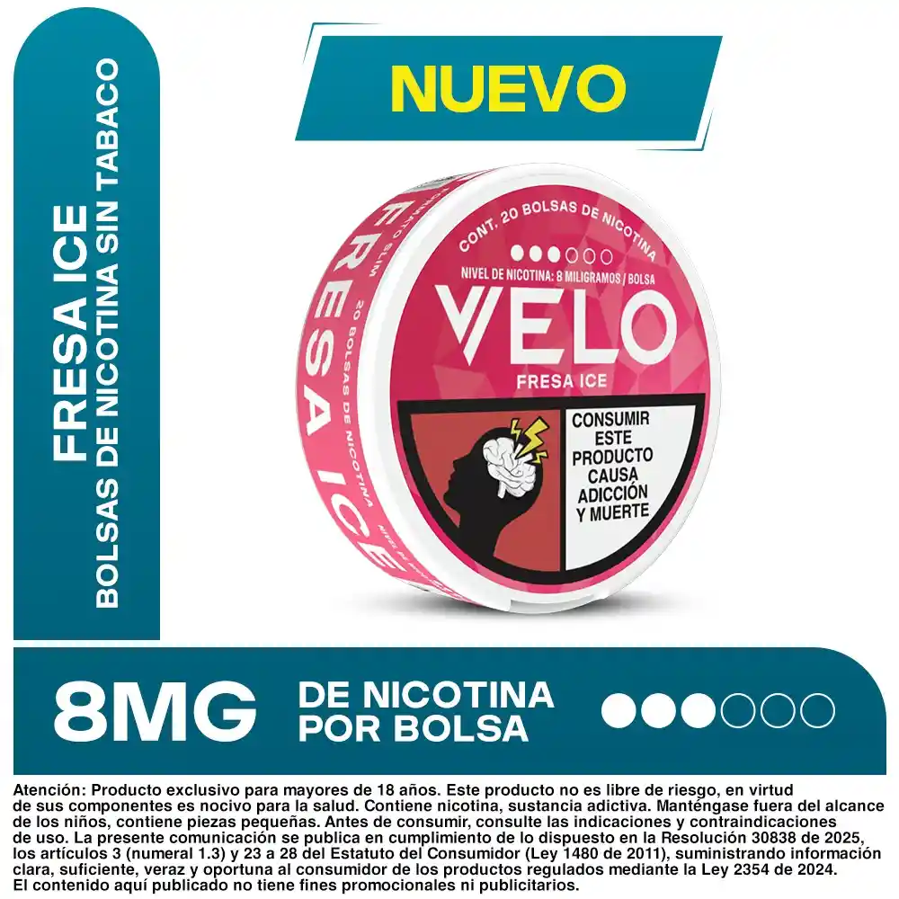 VELO Bolsas de Nicotina Fresa Ice 8MG