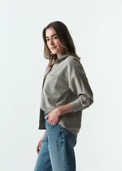 Camisa Eiza Mujer Gris Elefante Medio Talla S 513G364 Naf Naf