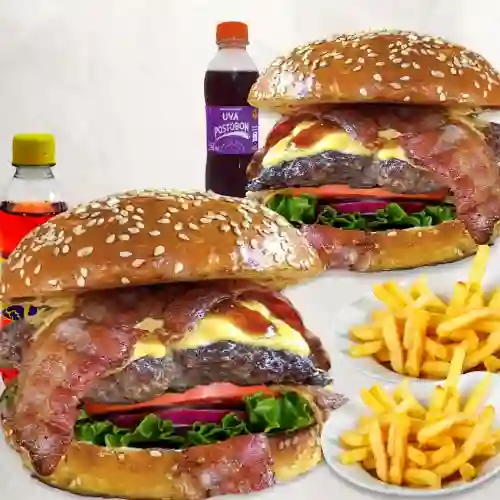 Dos combo hamburguesa tocineta