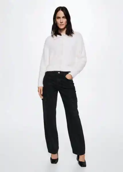 Jeans Cargo Tejano Negro Talla 42 Mujer Mango