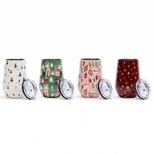 Manna Set de Vaso Térmico Navideño Para Vino 354.88 mL / 12 oz