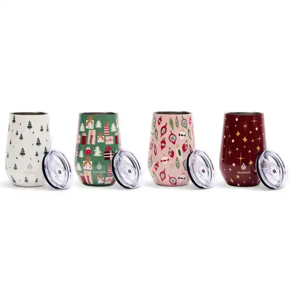 Manna Set de Vaso Térmico Navideño Para Vino 354.88 mL / 12 oz