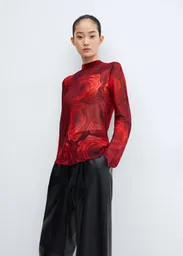 Blusa Roses Rojo Talla XS Mujer Mango