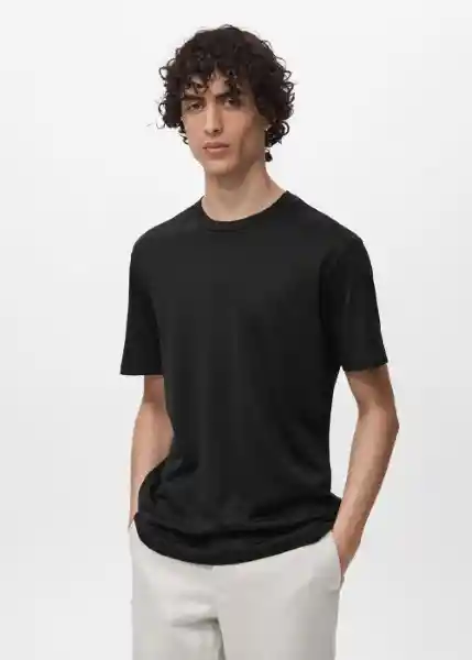 Camiseta Bellow Negro Talla S Hombre Mango