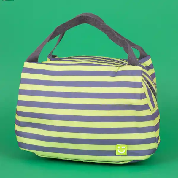 Lonchera Rayas Verde y Gris Miniso