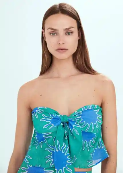 Top Sunset Turquesa Talla L Mujer Mango