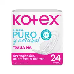 Toalla Higiénicas Kotex Puro y Natural 24 Und