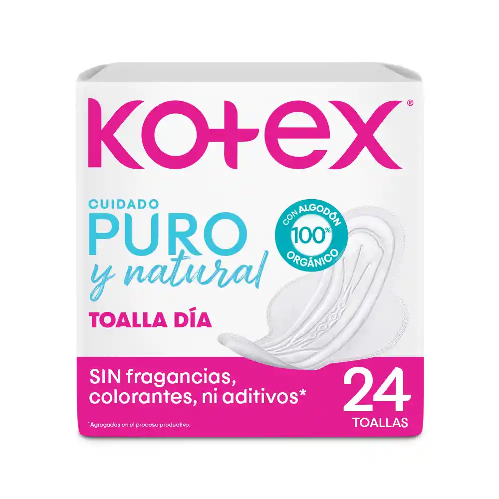 Toalla Higiénicas Kotex Puro y Natural 24 Und