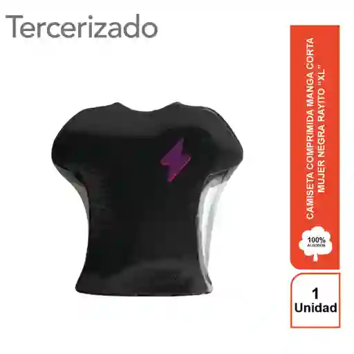 Rayito Camiseta Comprimida Mujer Negra XL