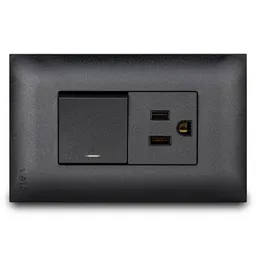 Veto Toma Mixto y Interruptor Vive Black