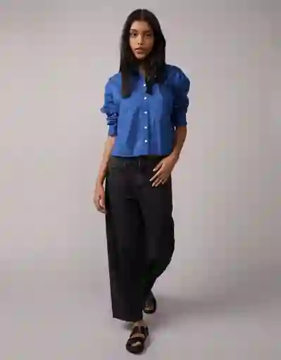 Camisa Mujer Azul Talla Medium 6409425 American Eagle