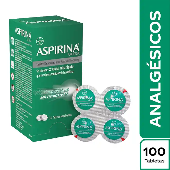 Aspirina Ultra 500 mg Ácido Acetilsalicílico Caja x 100 tab