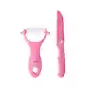 Cuchillo y Pelador de Verduras Mis Pastelitos Rosa Miniso