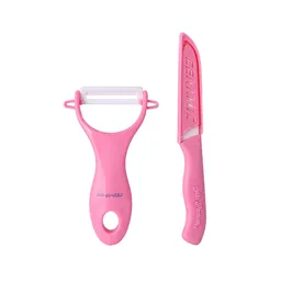 Cuchillo y Pelador de Verduras Mis Pastelitos Rosa Miniso