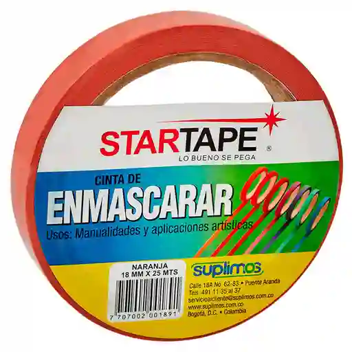 Startape Cinta Enmascarar Naranja 18 mm x 25 m