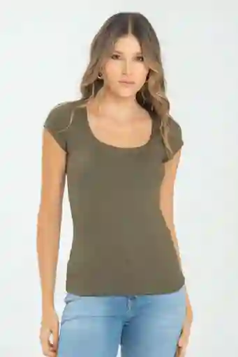Camiseta Basica Gotera Color Verde Militar Talla L Ragged