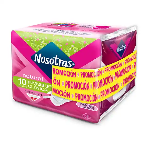 Nosotras Toalla Invisible Clásica Natural + Protectores 