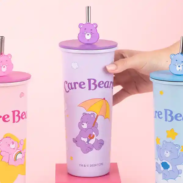 Vaso de Acero Inoxidable Pitillo Care Bears Morado 800 mL Miniso