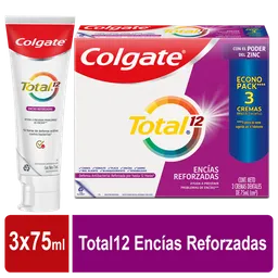 Crema Dental Colgate Total 12 Encias Reforzadas 75ml x3