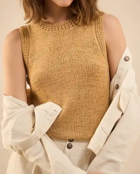 Blusa Tejido Café Corcho Medio Talla M 661G213 Esprit