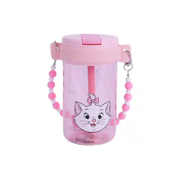 Vaso de Plástico Disney Cat Con Correa Con Cuentas Rosa Miniso