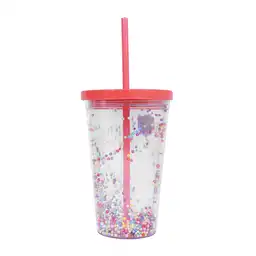 Vaso de Plástico Con Pitillo de Doble Capa Decoraciones Miniso