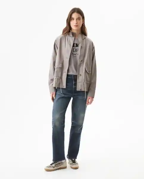 Chaqueta Cargo Femenino Gris Industrial Medio Talla M Chevignon
