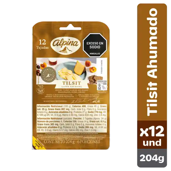 Alpina Quesos Maduros Queso Tilsit Ahumado 12 Tajadas 204 g