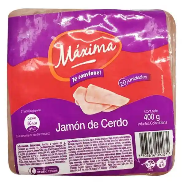 Máxima Jamón de Cerdo 20 Tajadas