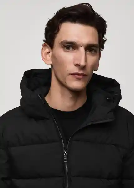 Abrigo Anorak Turin Negro Talla L Hombre Mango