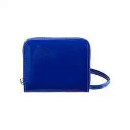 Cartera Corta Para Mujer Tipo Charol Azul Miniso