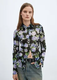 Camisa Salma Negro Talla M Mujer Mango