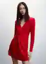 Vestido Gofre-H Rojo Talla XS Mujer Mango