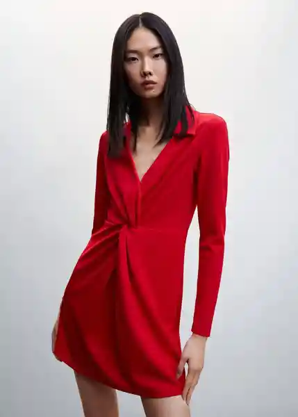 Vestido Gofre-H Rojo Talla XS Mujer Mango