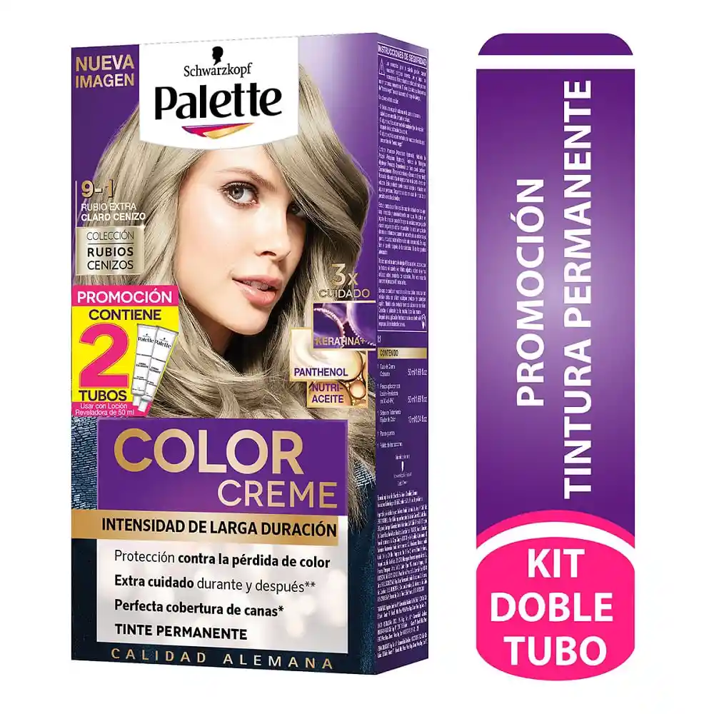 Palette Tinte en Crema Permanente Tono Rubio Extra Claro