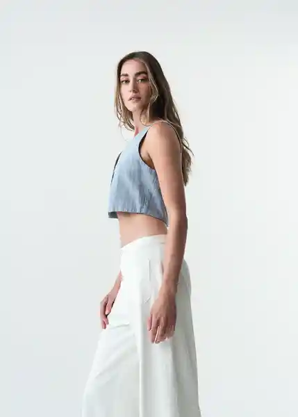 Camisa Lisa Mujer Azul Colonia Medio Talla M 413G360 Naf Naf