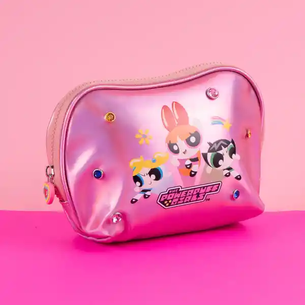 Cosmetiquera Metalizada Las Chicas Superpoderosas Rosa Miniso