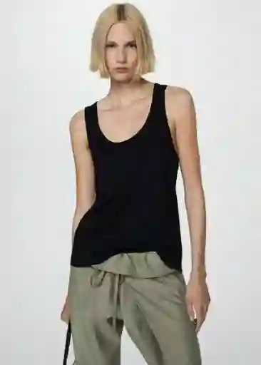 Top Bobar Negro Talla M Mujer Mango