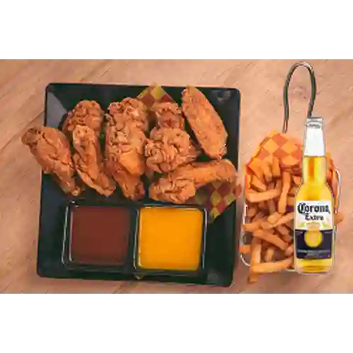 Combo 9 Alitas + Cerveza Corona 355Ml